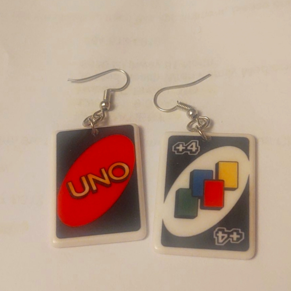 Draw 4 Uno earrings